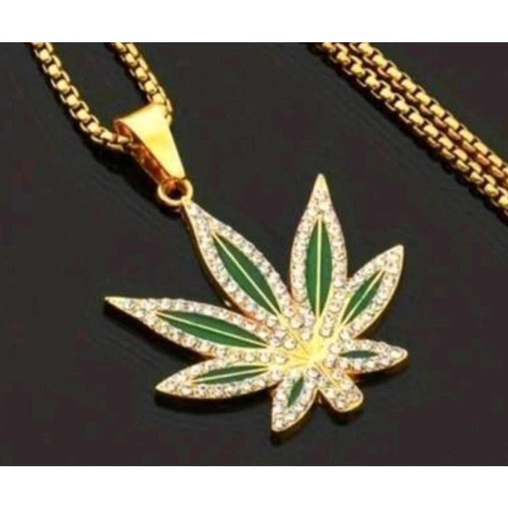 Mary Jane Plant (Chain)-(Gold)-(Green)-(New)-(Zirconia)-$30